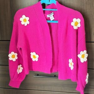 Cotton Emporium 3-D Daisy cardigan sweater